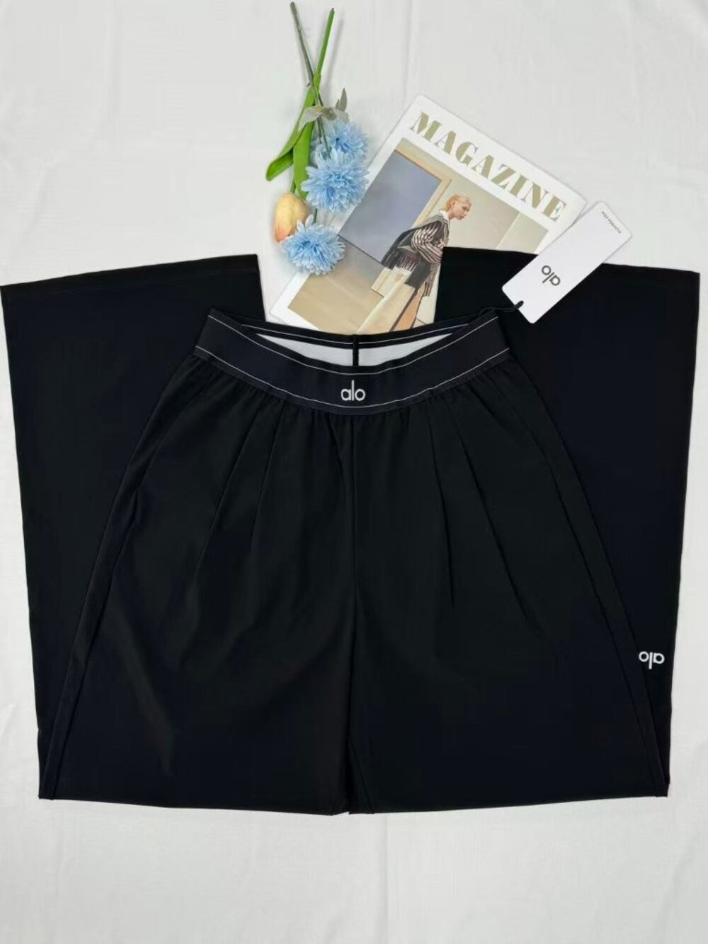 NWT Alo Yoga Suit Up Trouser Black Wide Leg Pant Regular 30" Inseam π€πββοΈ - Picture 2 of 8